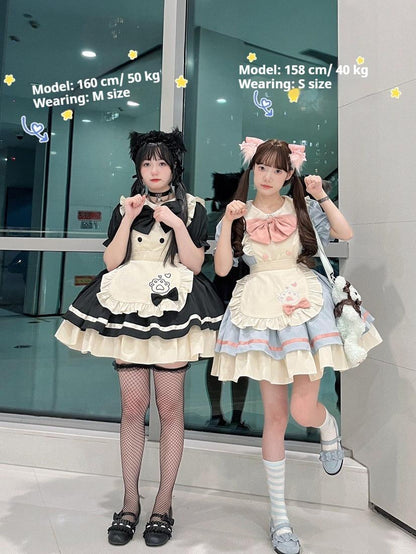 Qianmu - Cat Cafe - Maid Lolita OP dress with Detachable Bow and Apron