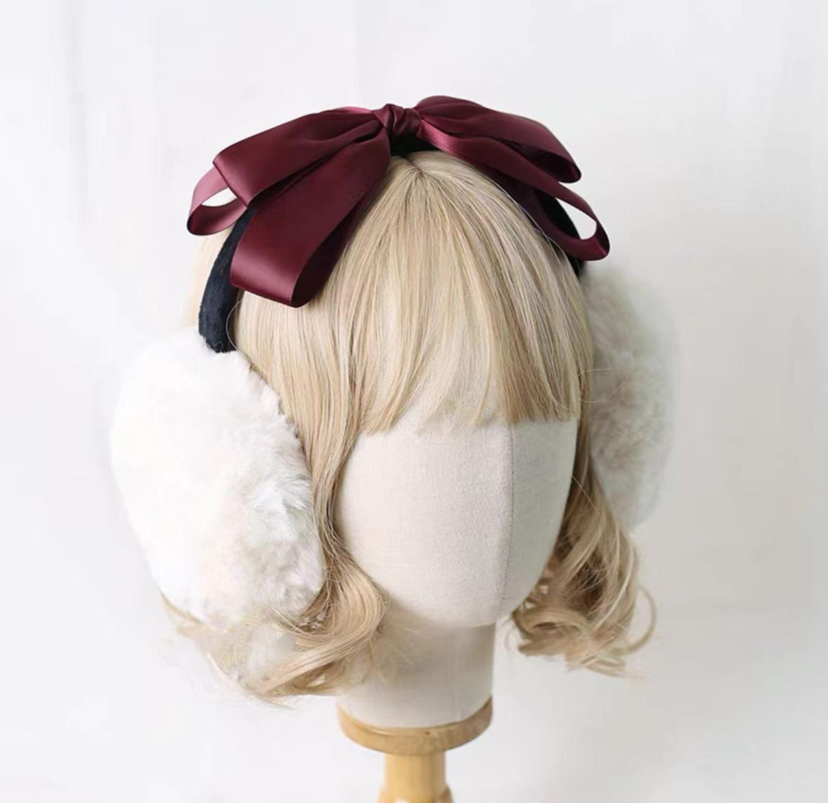 Xiaogui - Winter Lolita Earmuff Bow Plush Earmuff Ear Protector