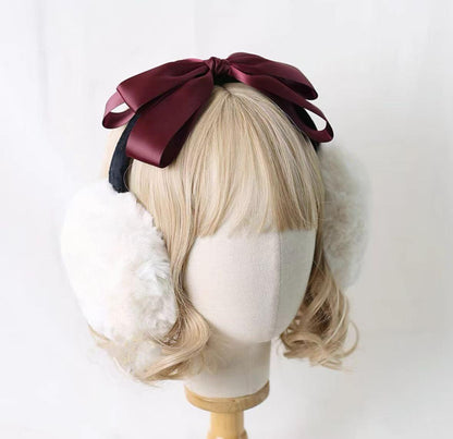 Xiaogui - Winter Lolita Earmuff Bow Plush Earmuff Ear Protector