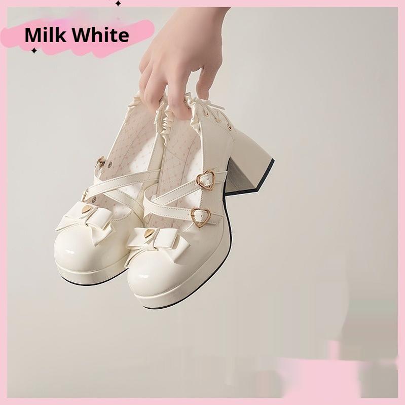 Milk Bun Bunny - Sweet Lolita High Heel Bow Princess Lolita Shoes