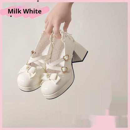 Milk Bun Bunny - Sweet Lolita High Heel Bow Princess Lolita Shoes