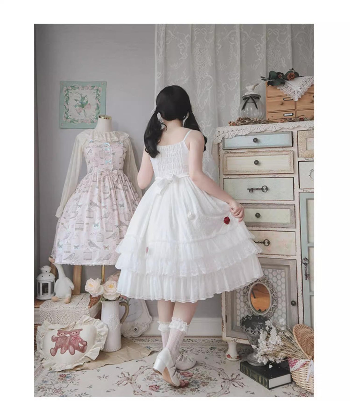Sakurada Fawn - Spring Breeze - Plus Size Spring Lolita JSK Dress with Rose Decoration
