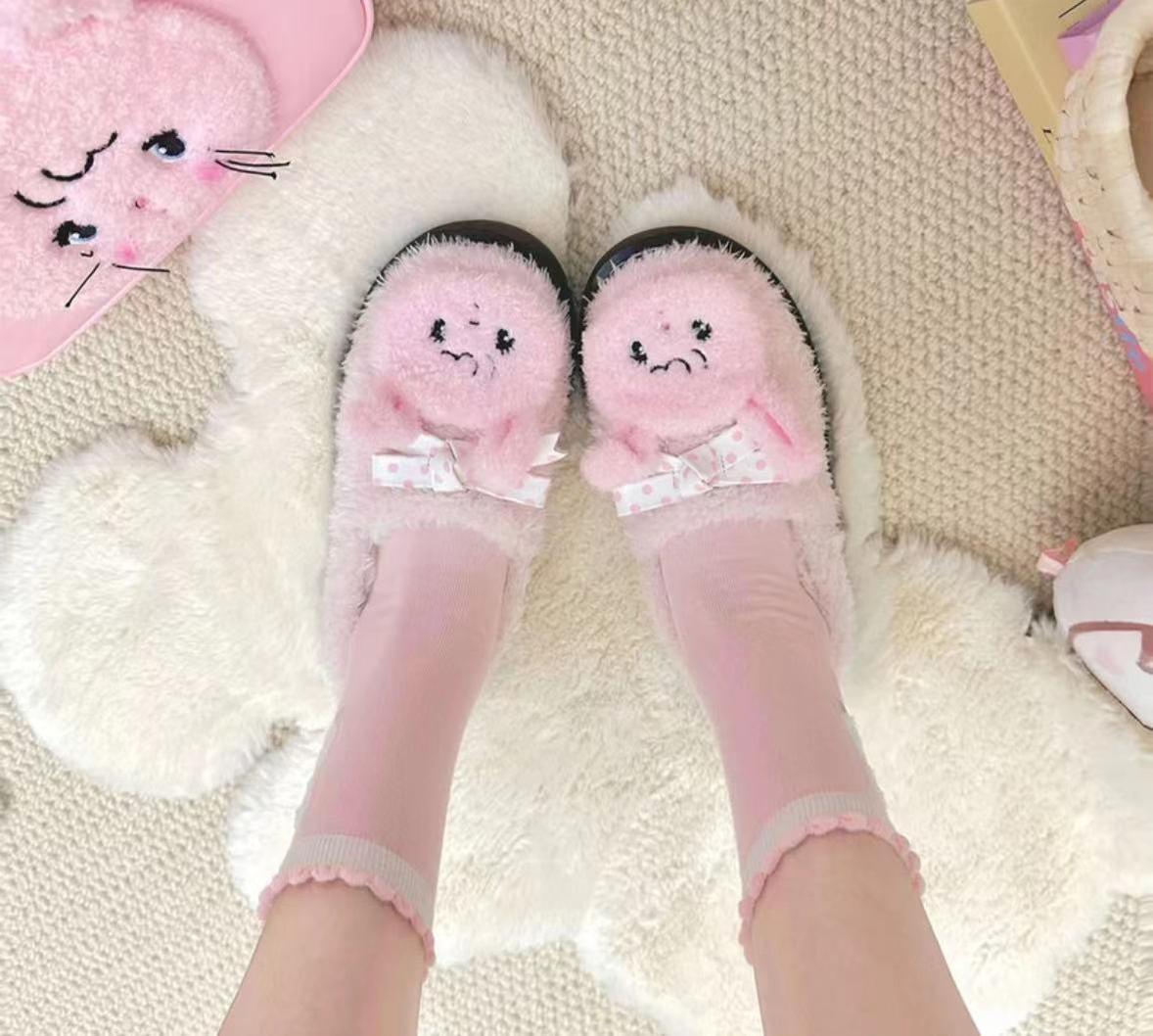 Sheep Puff - Mikko Rolled - Winter Lolita Shoes Warm Fleece Shoes