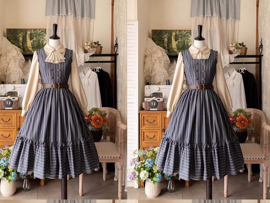 Forest Wardrobe - Little Manor - Classical Lolita JSK Dress & Long Sleeve Blouse