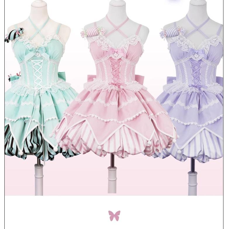 OCELOT - Sweety Gummy - Sweet Lolita JSK Dress Big Bow Flower Bud Lolita Dress