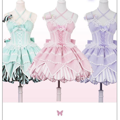 OCELOT - Sweety Gummy - Sweet Lolita JSK Dress Big Bow Flower Bud Lolita Dress