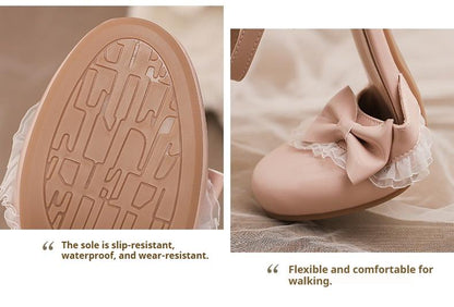 Yana - Sweet Lolita Sandal with Low Chunky Heel and Bow Decoration