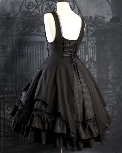 Lilizi - Redemption Song - Gothic Lolita OP Dress Cross Embroidery Tiered Hem
