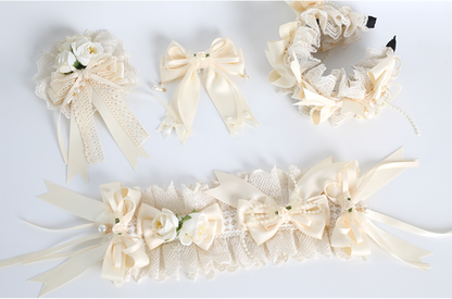 Xiaogui - Sweet Lolita Ivory Lace bow Hair Accessories