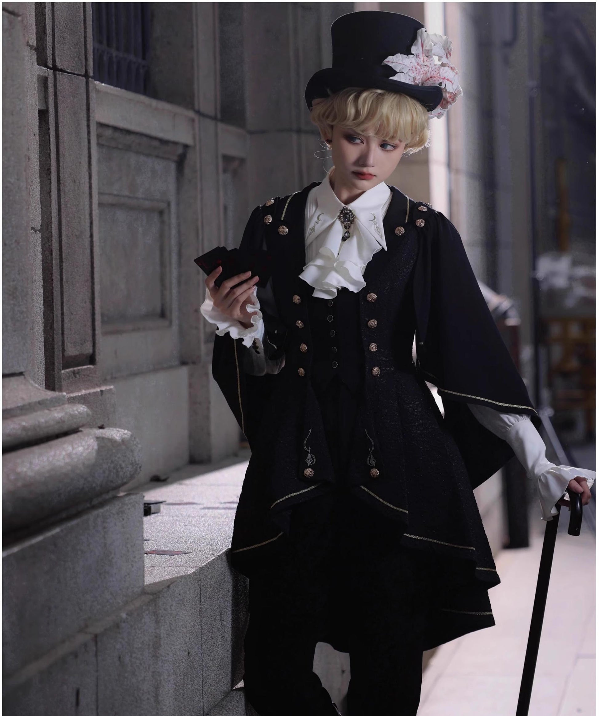 SilentMars - Fallen Moon Rule - Military Lolita Shirt Set Retro Knight Style Blouse