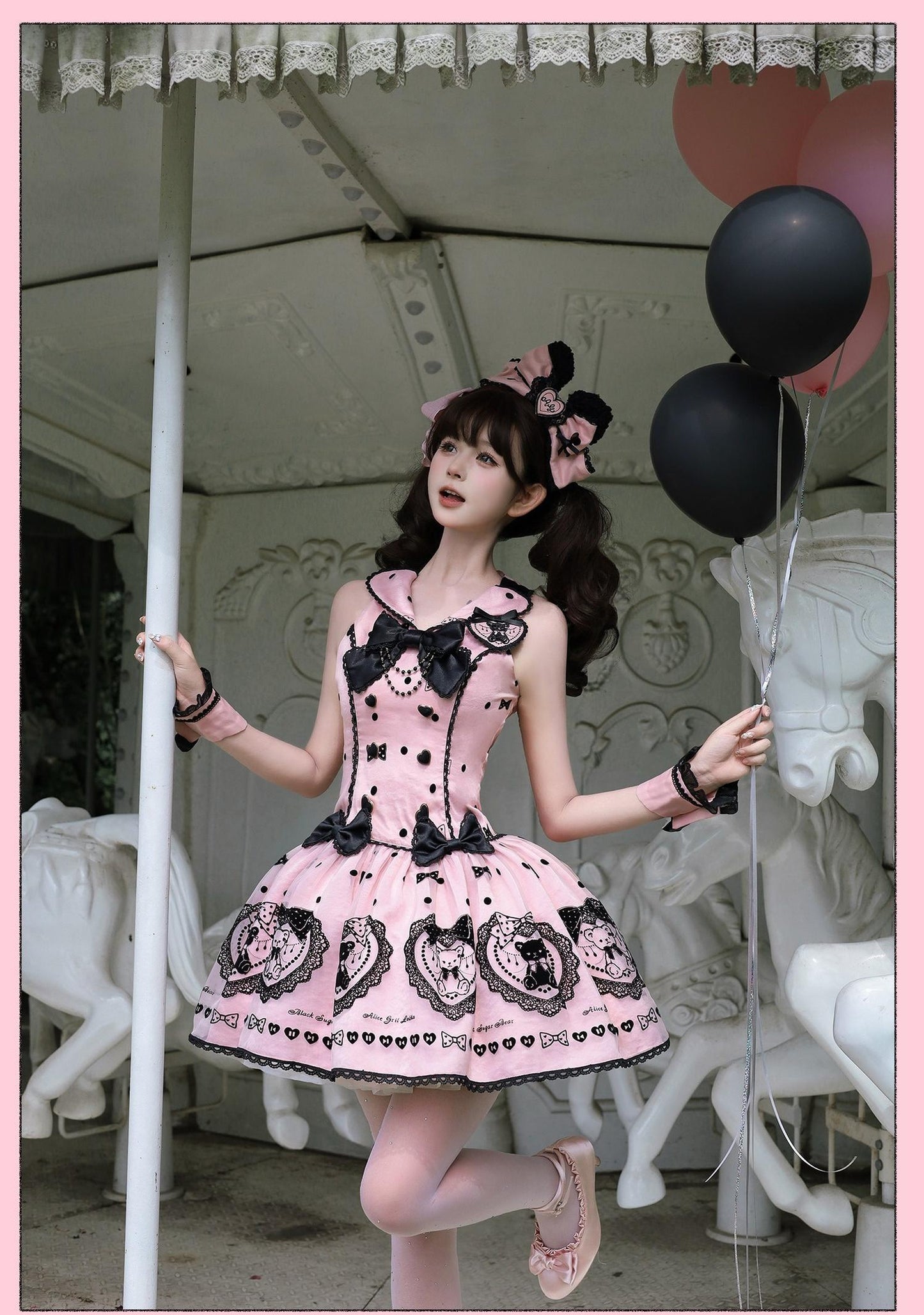 Alice Girl - Brown Sugar Bear - Printed Sweet Lolita Dress, Multiple Styles