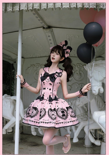 Alice Girl - Brown Sugar Bear - Printed Sweet Lolita Dress, Multiple Styles
