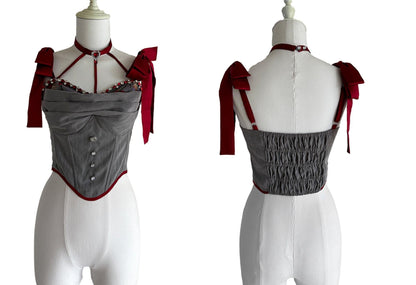 Gloaming - Sweet Lolita Cherry print Short Sleeve OP and SK Set