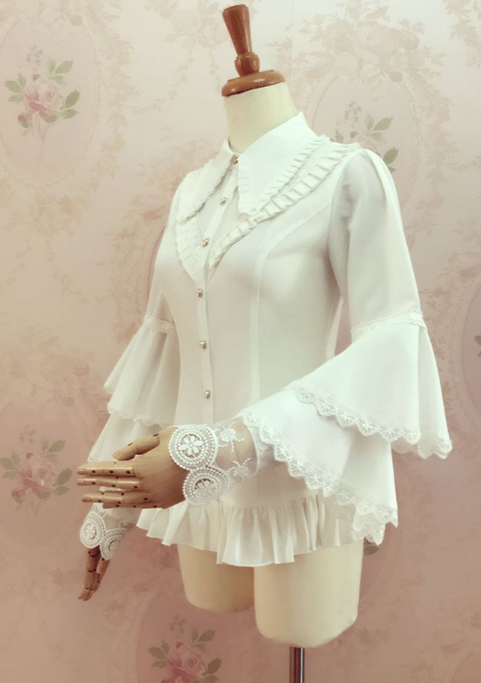 Yilia - Elegant Lolita Long Sleeve Slim Fit Blouse
