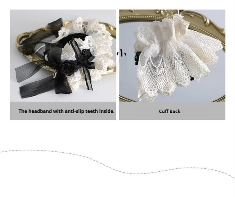 Xiaogui - Maid Lolita Hairband Doll Lolita Cuffs and Top Hat