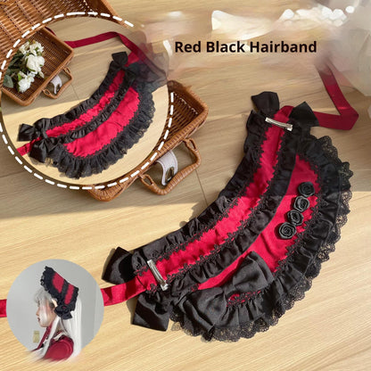 Uncle's Workshop - Stacked - Lolita Accessory Set Hairband Bow Trailing Brooch Choker