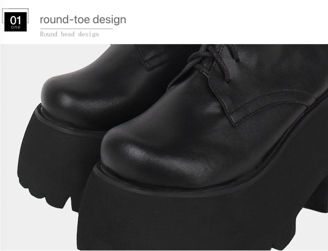 Angelic imprint - Gothic Lolita Black Leather Platform Shoes