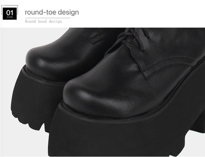 Angelic imprint - Gothic Lolita Black Leather Platform Shoes