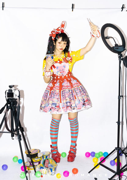 Chemical Romance - Sweetheart Doll Machine - Sweet Lolita Printed Salopette