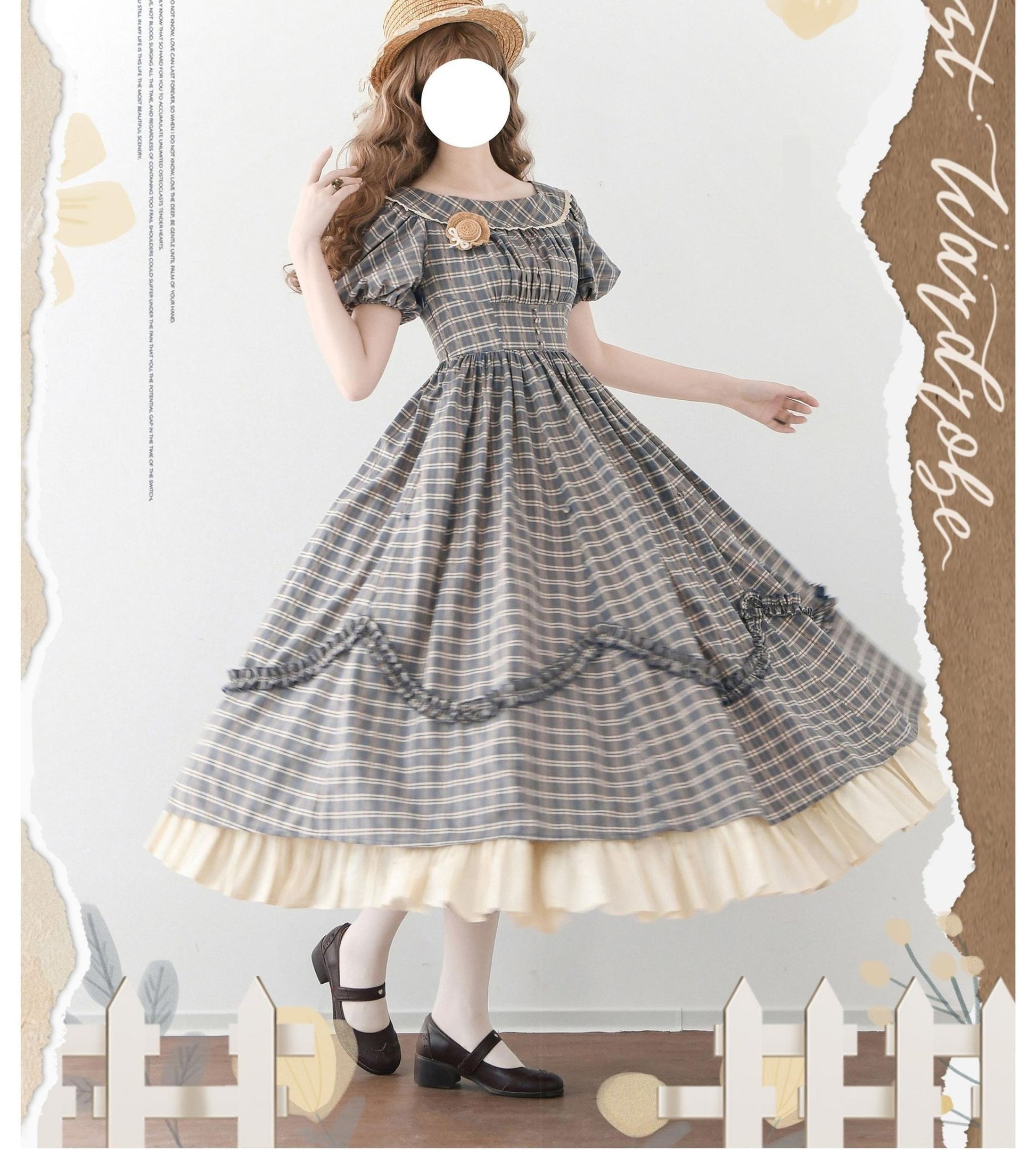 Forest Wardrobe - Forest Picnic - Classic Lolita OP Dress with Off-Shoulder and Lifting Hem