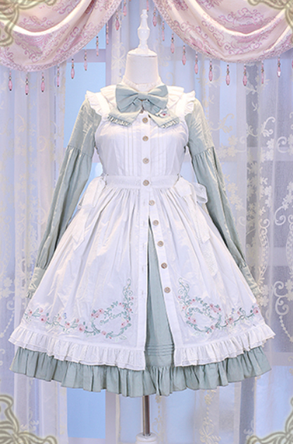 Chess Story - Rosebud Manor Version 2.0 - Vintage Country Lolita Embroidered JSK Smocked Dress