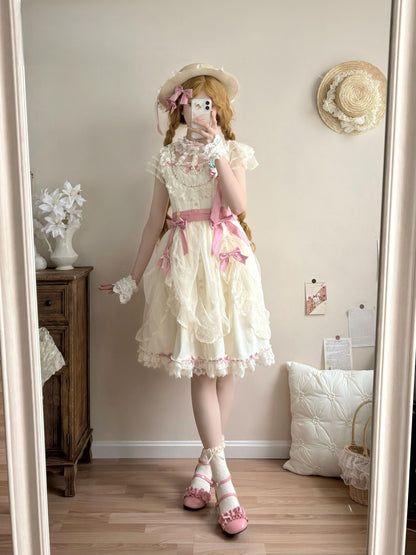 Uncle's Workshop - Fluttering Cherry Spring Strings - Cotton Sweet Lolita JSK Dress