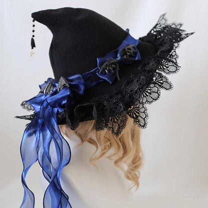 Xiaogui - Halloween Lolita Hat Devil Lace Woolen Witch Hat