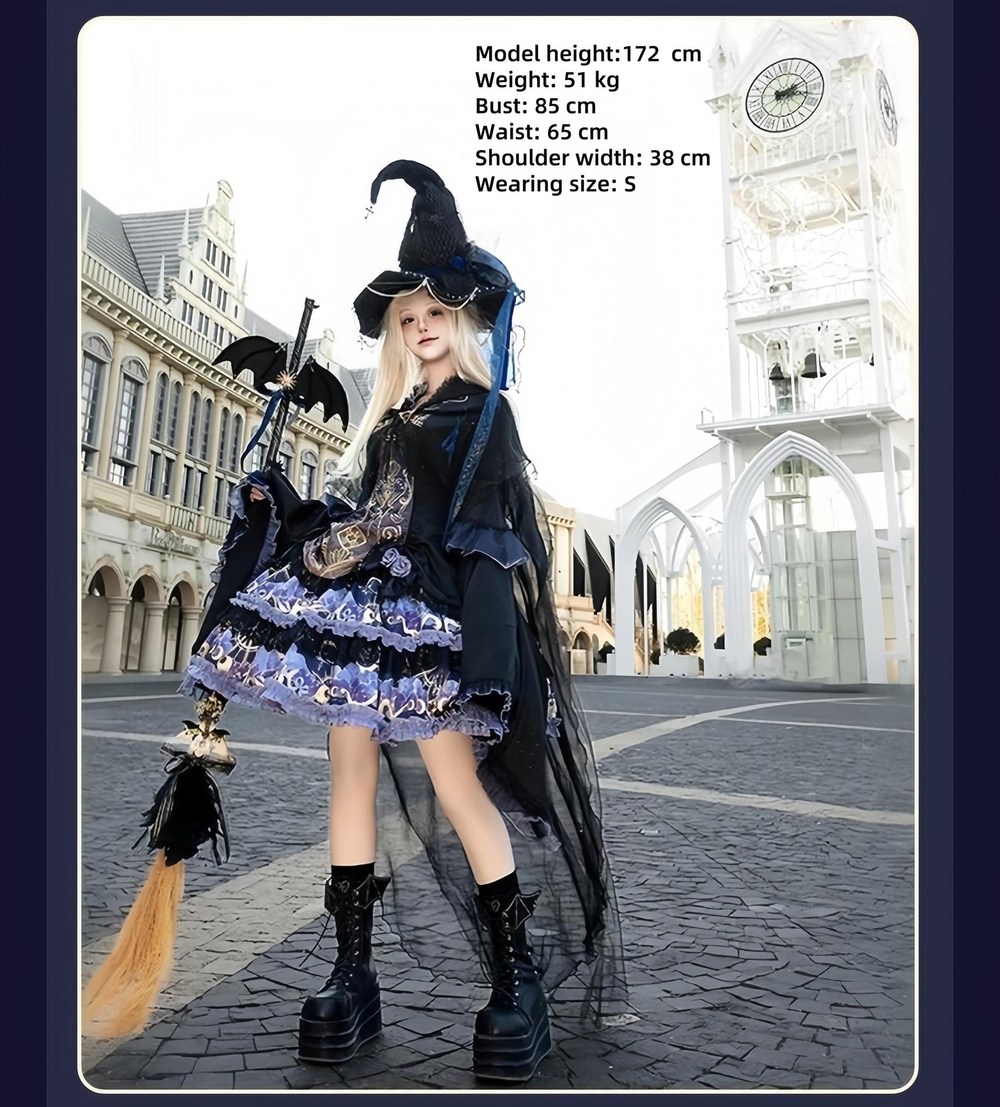 YingLuoFu - Astro Cat - Gothic Lolita OP Suit Witch Lolita Dress and Shawl
