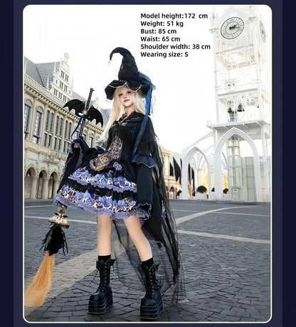 YingLuoFu - Astro Cat - Gothic Lolita OP Suit Witch Lolita Dress and Shawl