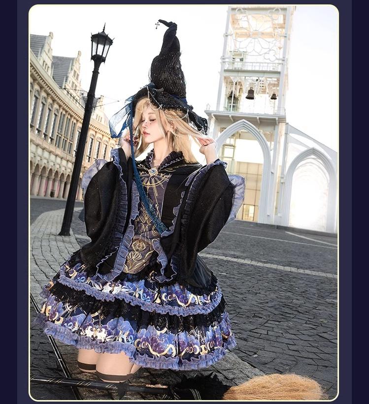 YingLuoFu - Astro Cat - Gothic Lolita OP Suit Witch Lolita Dress and Shawl