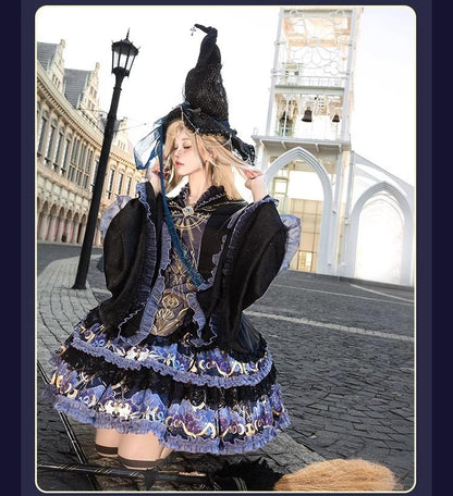 YingLuoFu - Astro Cat - Gothic Lolita OP Suit Witch Lolita Dress and Shawl