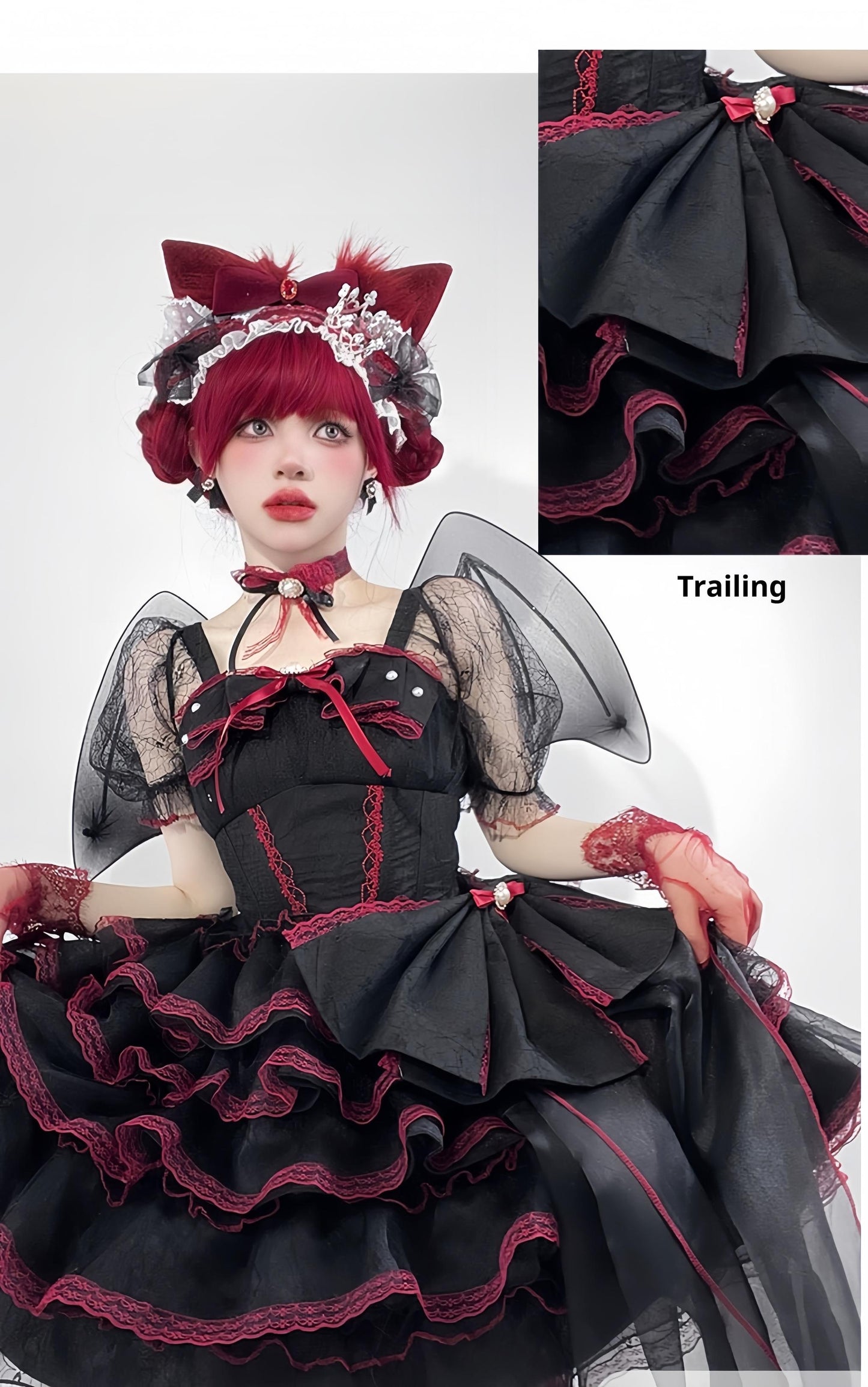 Daydream Whisper - Shisan District - Wedding Lolita OP Suit with Angel Demon Wings