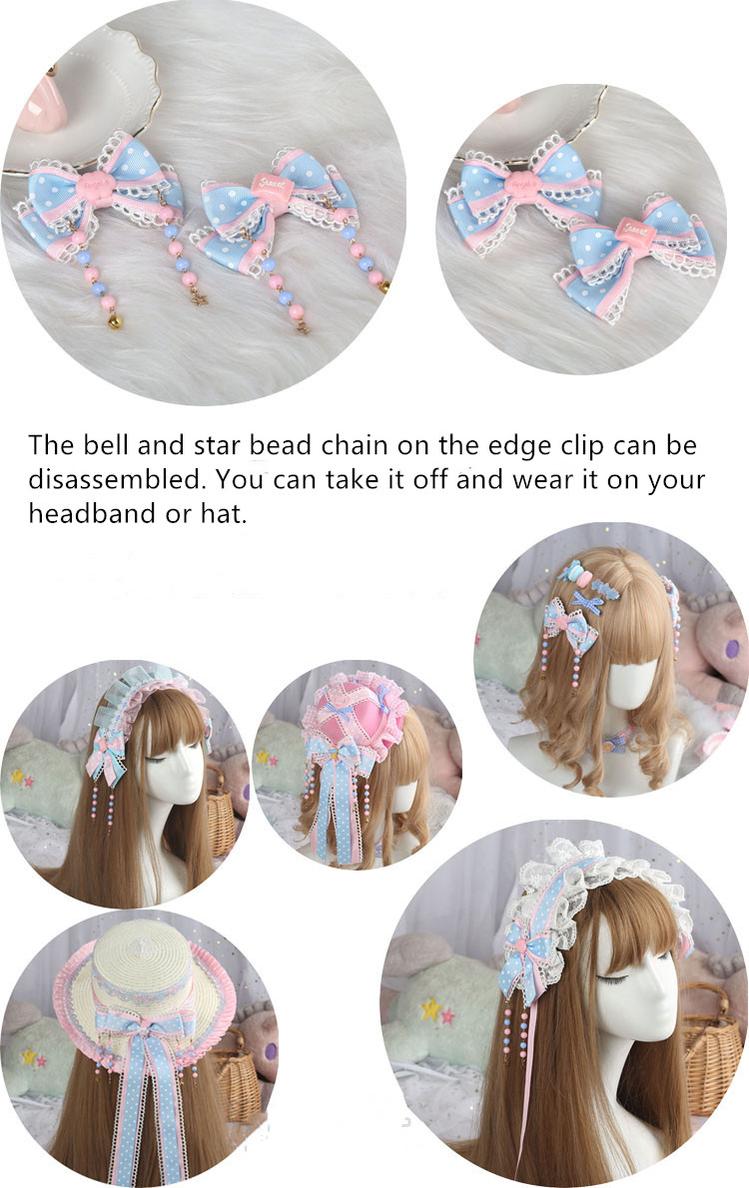 Manmeng - Pink and Blue Sweet Lolita Bow Headwear