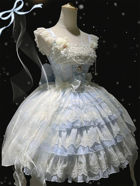 ZhiJinYuan - Tears of the Rose - Sweet Lolita JSK Mini Lolita Ballet Short Dress