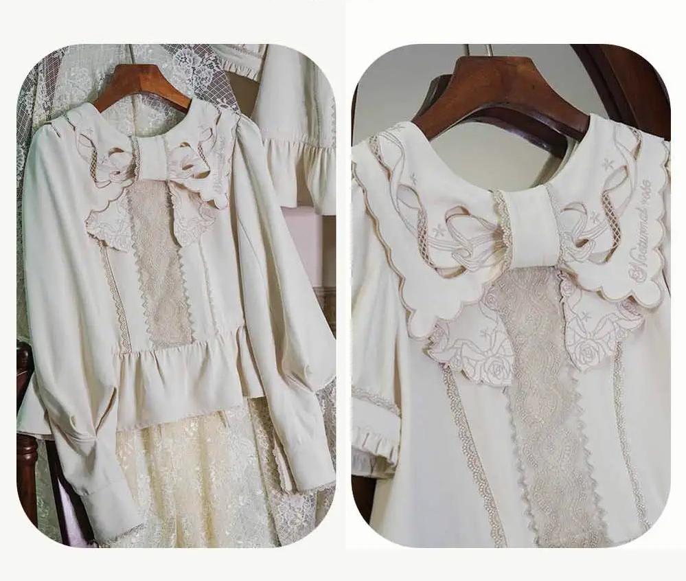 ZeeYe - Night Rose - Classic Lolita Shirt Double Layer Bow Embroidered Versatile Blouse