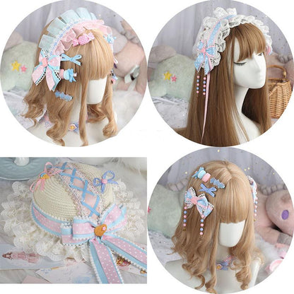 Manmeng - Pink and Blue Sweet Lolita Bow Headwear