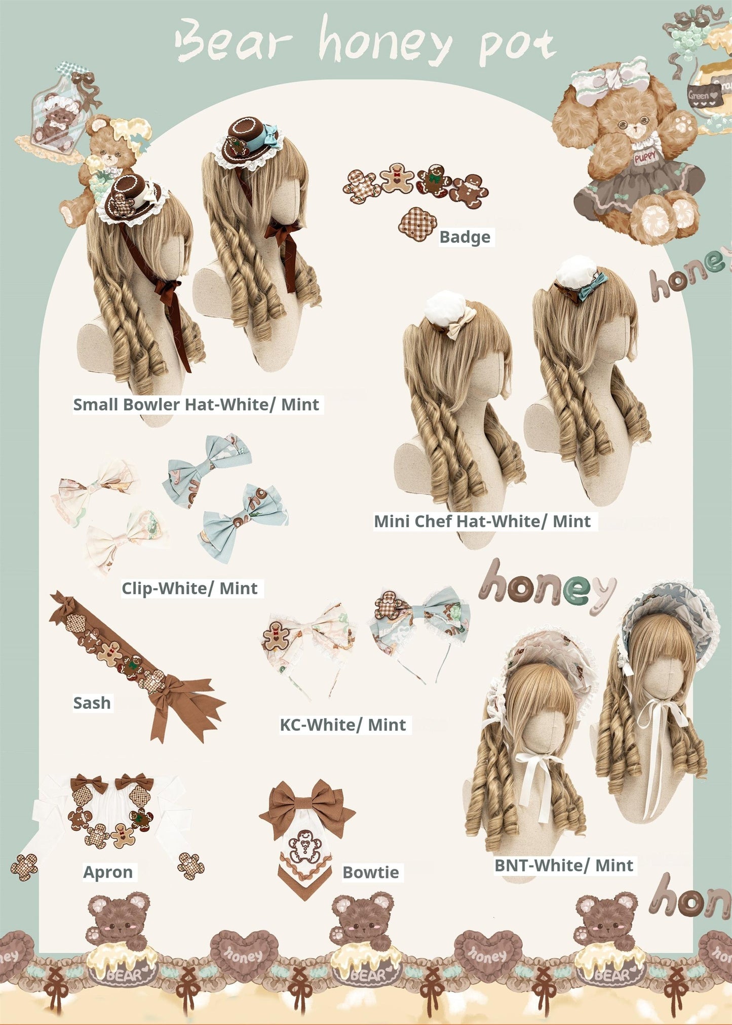 Babyblue - Bear Honey - Sweet Lolita Accessory Gingerbread Man Design