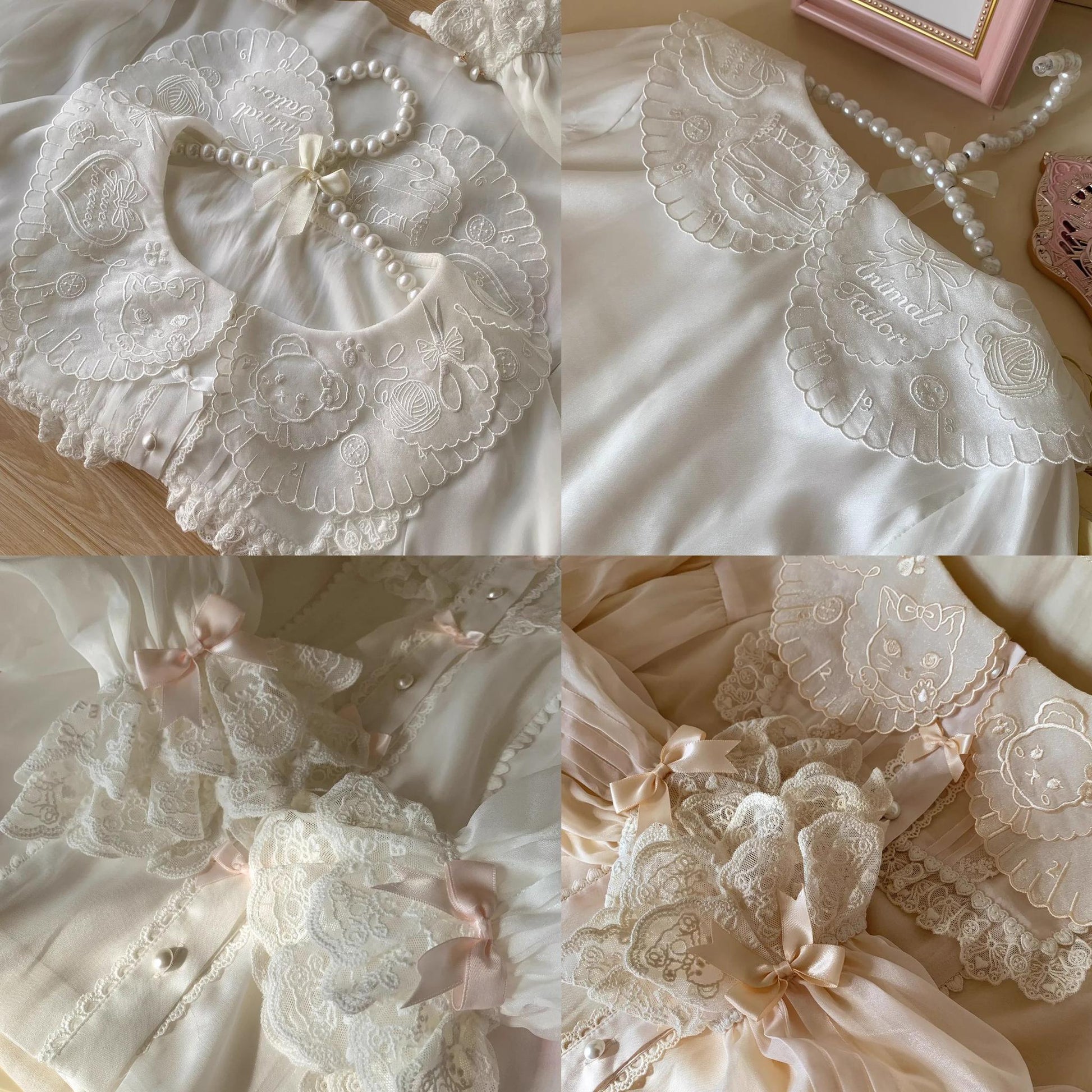 Flower Banquet - Sweet Lolita Blouse Embroidered Shirt with Long Sleeve