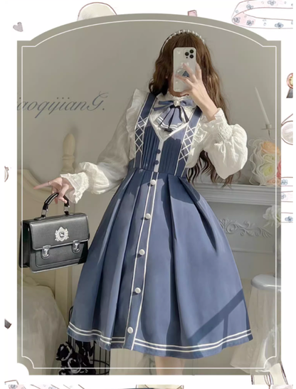 Chunlv Lolita - Book of Lies - Elegant College Style Princess JSK Set
