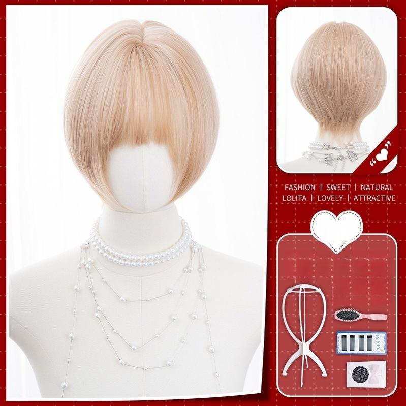 Alicegarden - Doll-like Lolita Bob Wig with Detachable Curly Ponytail