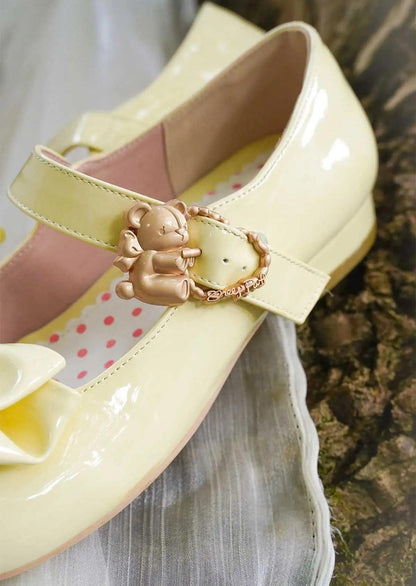 Sheep Puff - Hug Bear - Sweet Lolita Heel Shoes Bear Metal Buckle Bow Shoes