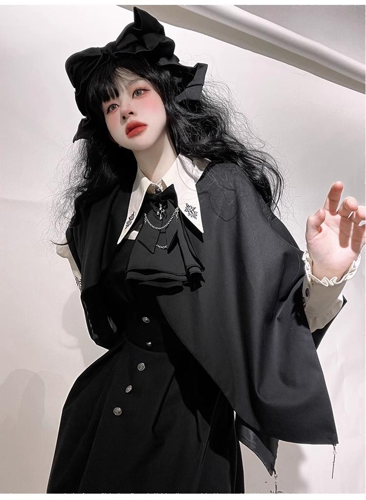 CastleToo - Night Raven Magic - Ouji Lolita Dress Set, Suspender Shorts & Cape