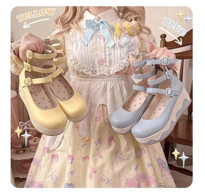 Momo - Bear Birthday Party - Kwaii Lolita Shoes Round Toe Platform Shoes