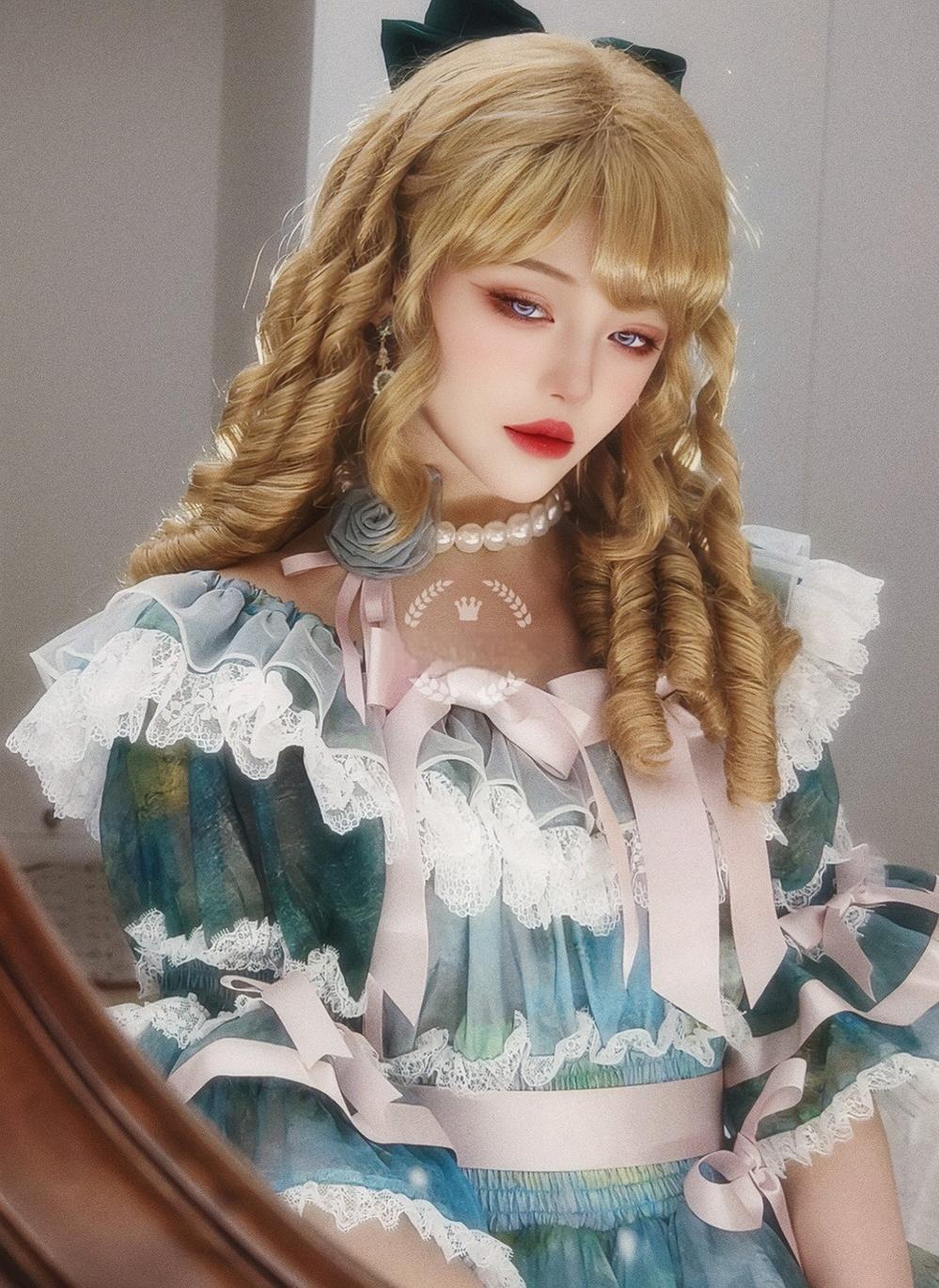 Mabuxi - Retro Lolita Wig Elegant Roman Curls Gorgeous Court Wigs