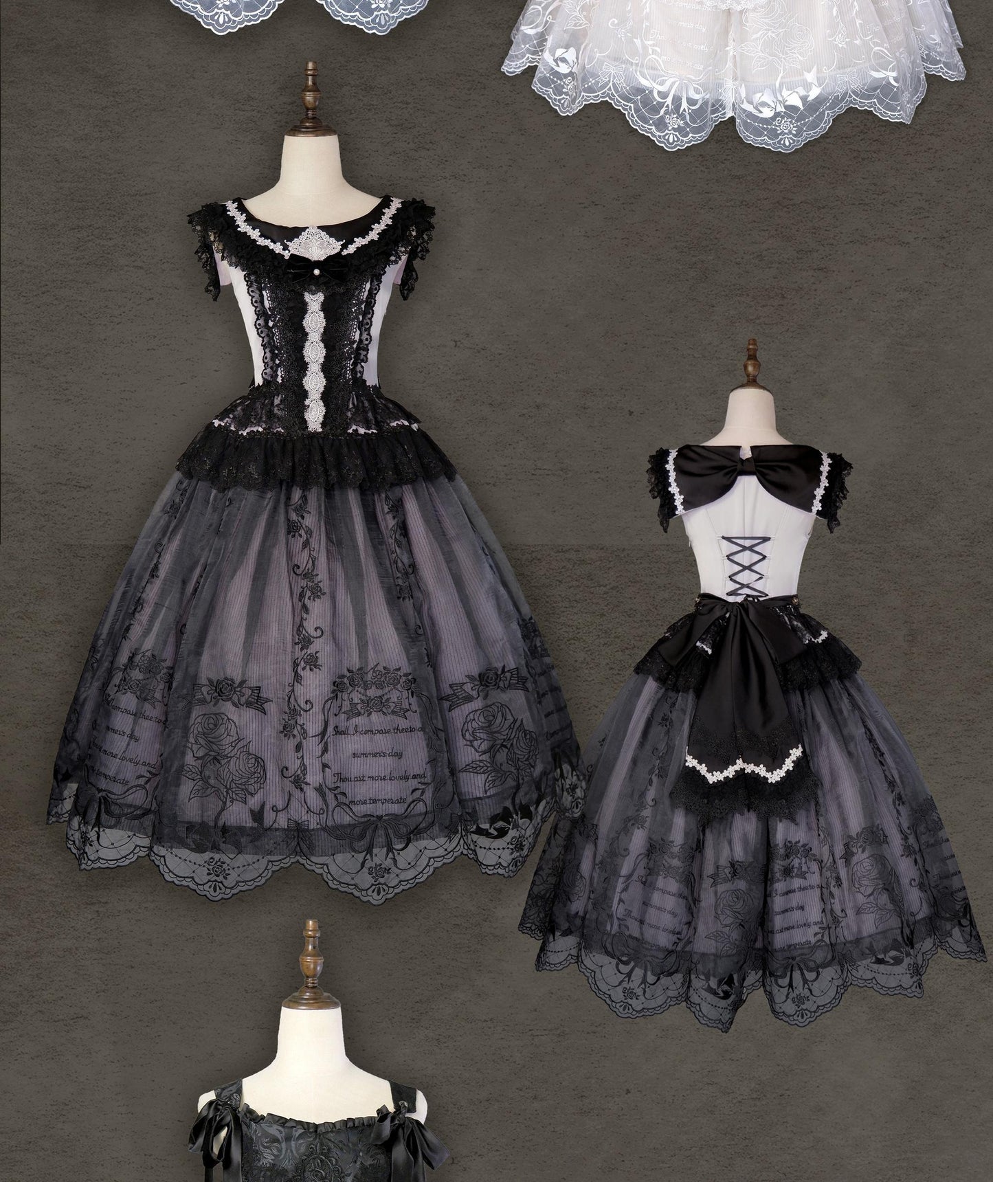 AuroraBorealis - Moonshadow - Gorgeous Wedding Lolita Dress Set Embroidered JSK SK and Bodice