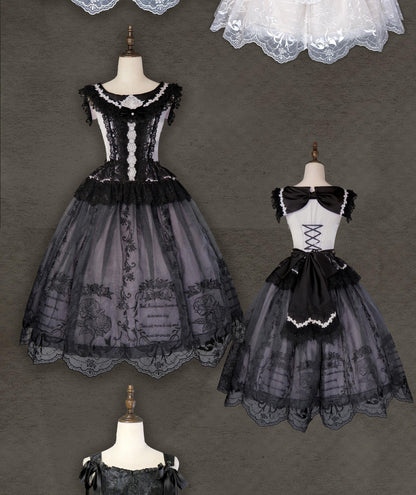 AuroraBorealis - Moonshadow - Gorgeous Wedding Lolita Dress Set Embroidered JSK SK and Bodice