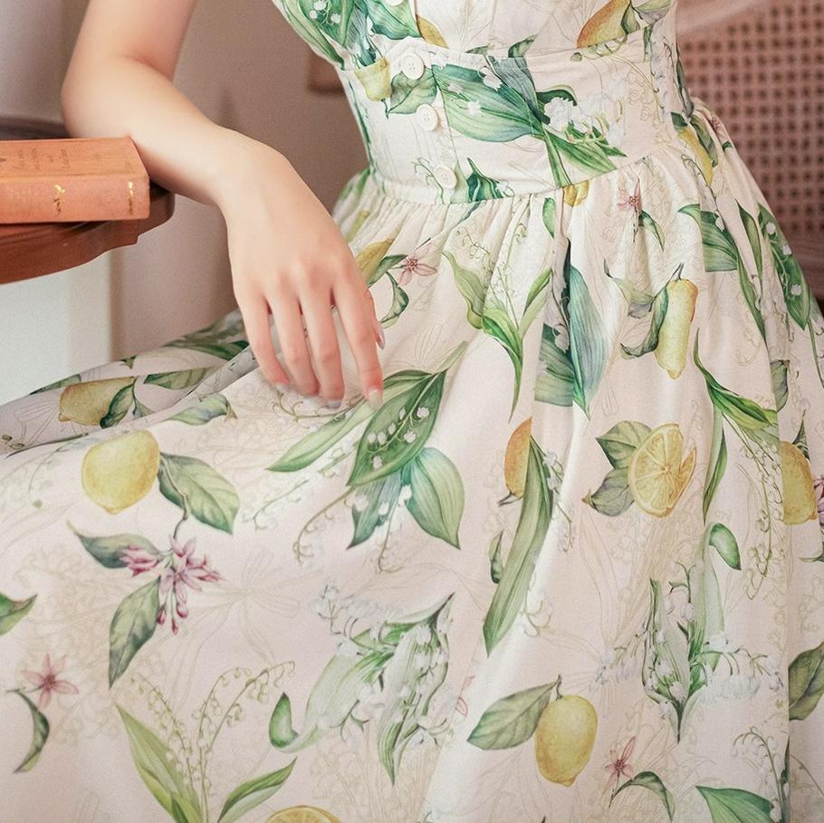 Forest Wardrobe - Afternoon Forest - Vintage Lolita Dress Halter Neck Open Back