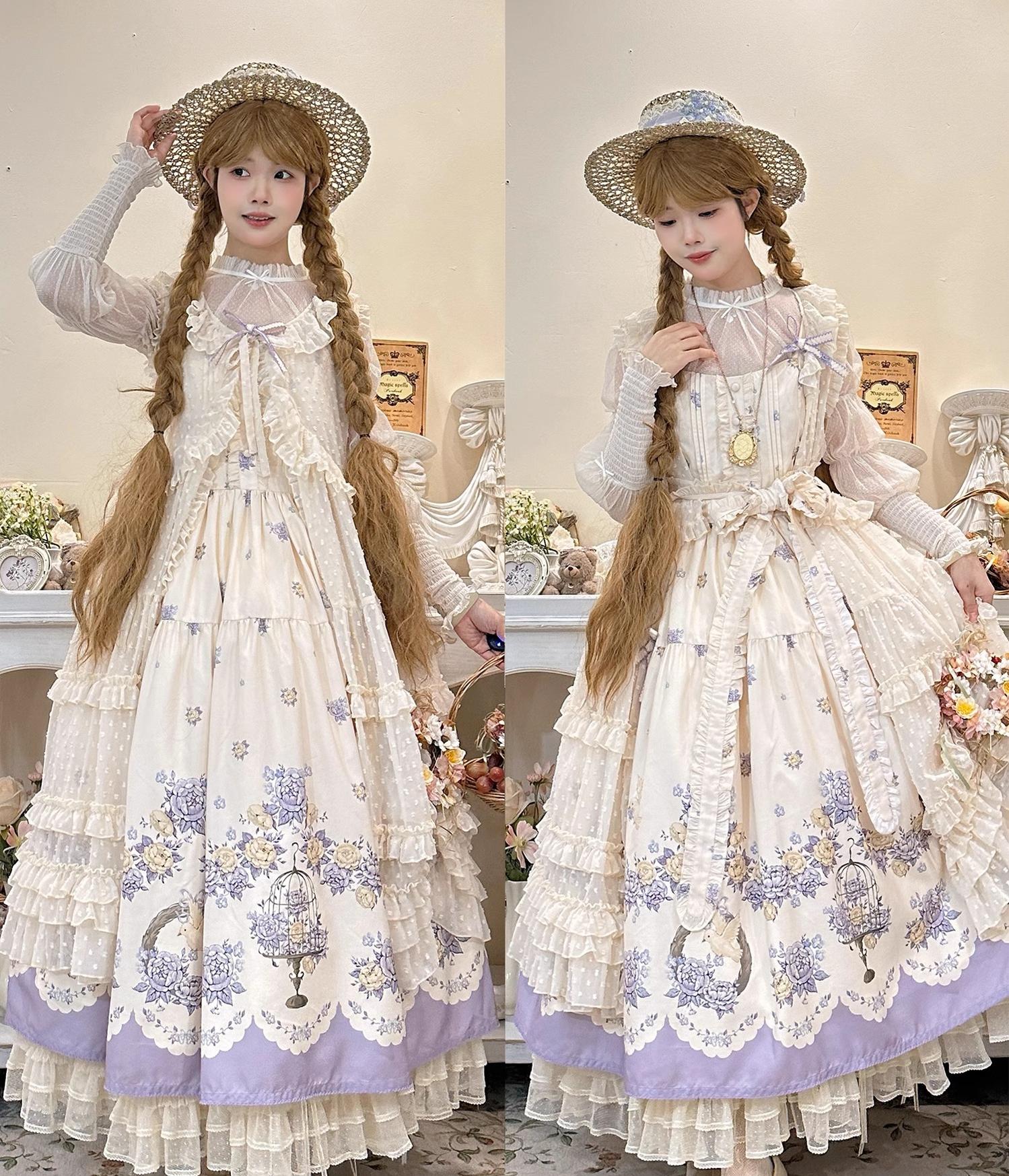 DreamWhale - Floral and Bird Series - Classic Lolita JSK Suit Floral Print Dress