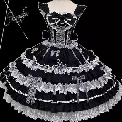 ZhiJinYuan - Love Notebook - Old School Lolita JSK Vintage Doll Tiered Dress