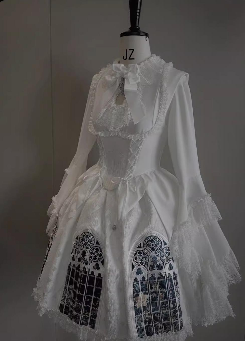 Susin Lolita - Night Traveler - Gothic Lolita Skirt Outfit Long Coat Shirt and Bustier Set